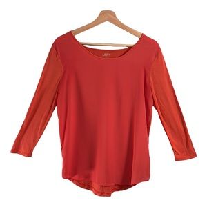 Loft 3/4 Long Sleeve Shirt Boat Neck Red Size Small